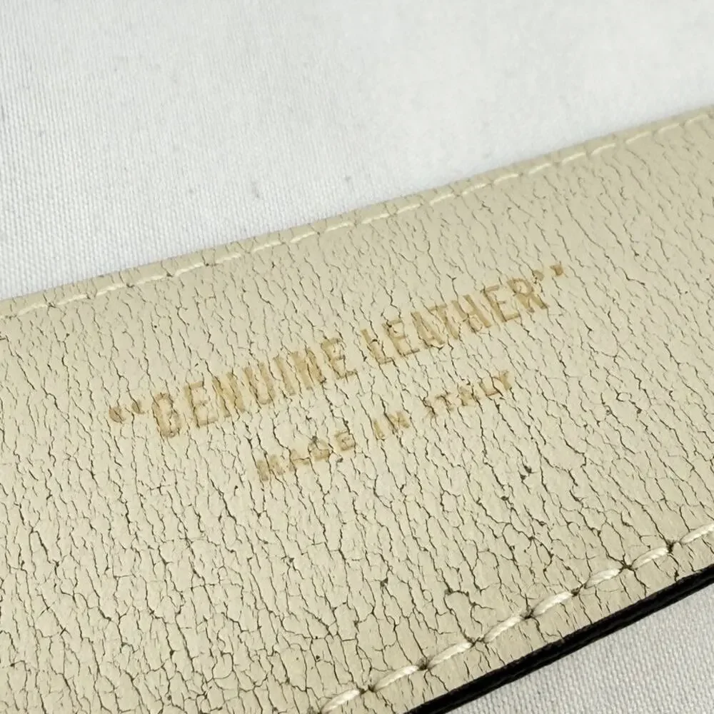 Vintage By Paloma Picasso Leather Belt Gold Triple X Hardware Cream Sz 75